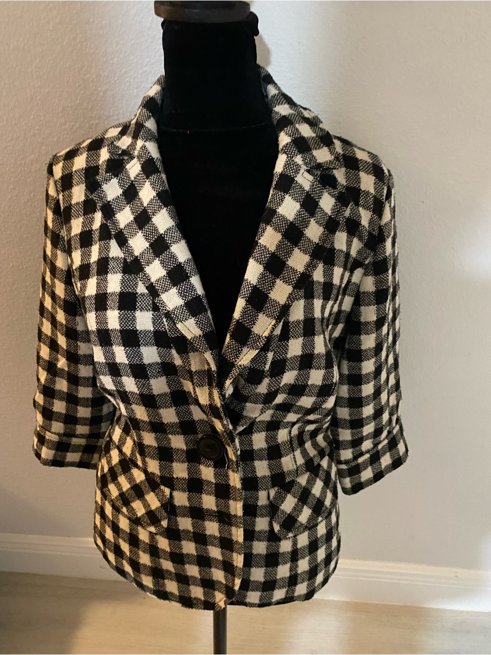 Black & White Plaid Tailored Women's Blazer